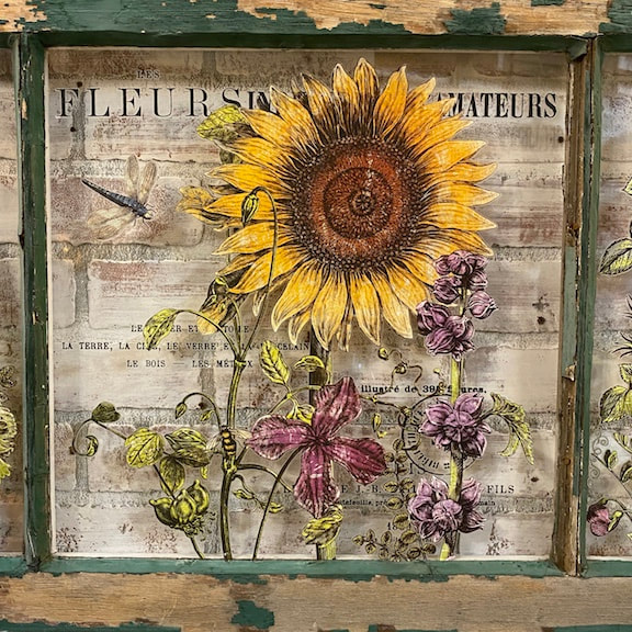 Jen & Friends Florals on Glass Vintage Window Workshop: Creating IOD  Transfers